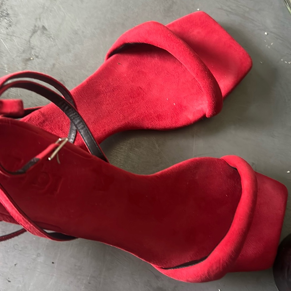 TIBI red Cameron suede heels. Worn once - perfect condition.Size 40.